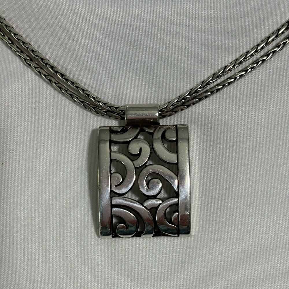 Brighton Contempo Double Strand Necklace- Silver Plated- 15 inches Pre-owned